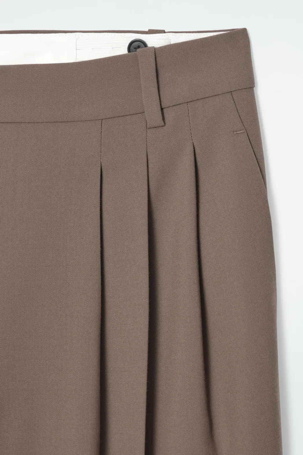 Online COS PLEATED BARREL-LEG WOOL-BLEND PANTS MOLE