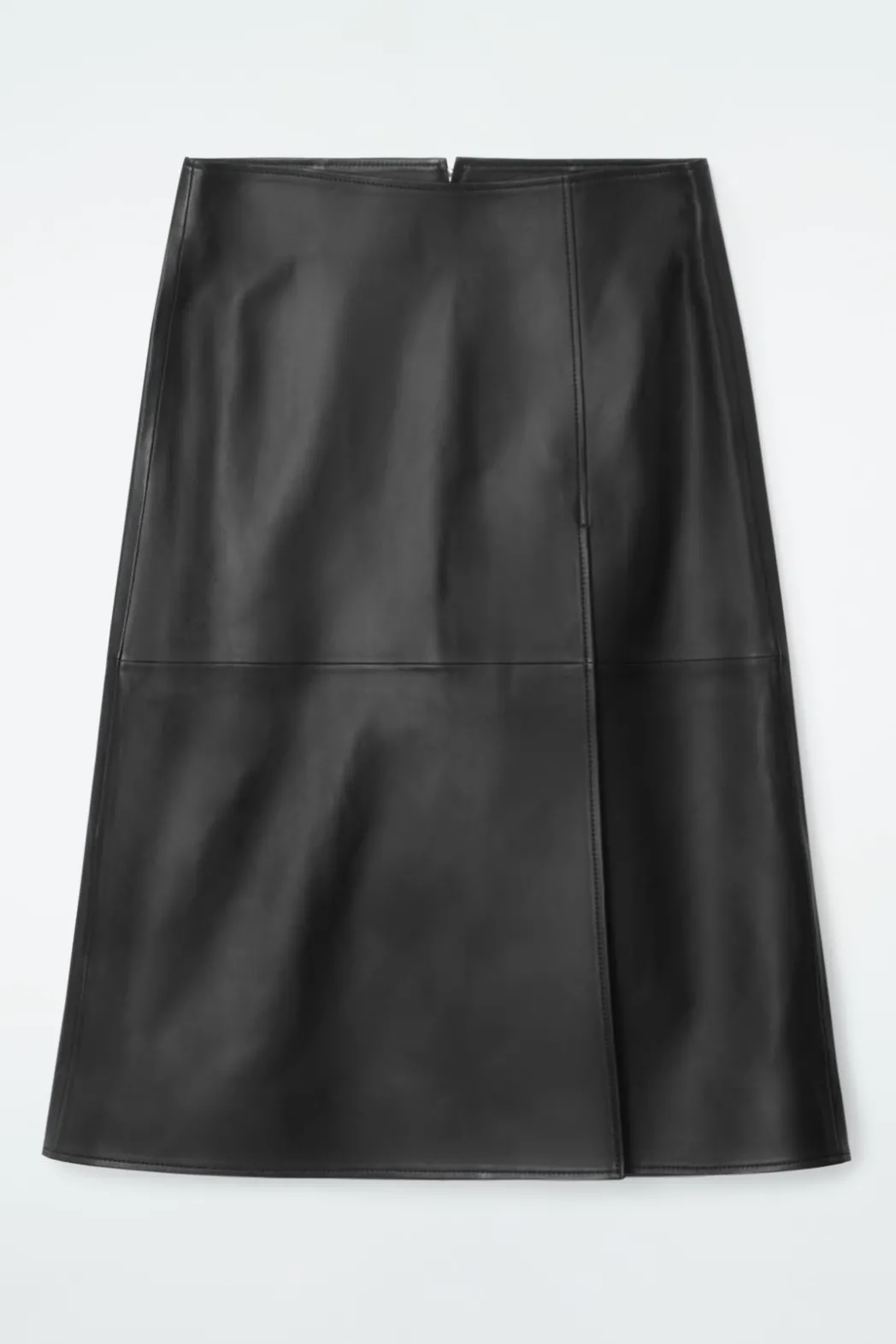 COS PLEATED LEATHER MIDI SKIRT BLACK
