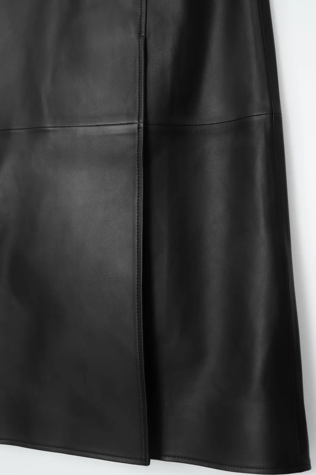 COS PLEATED LEATHER MIDI SKIRT BLACK