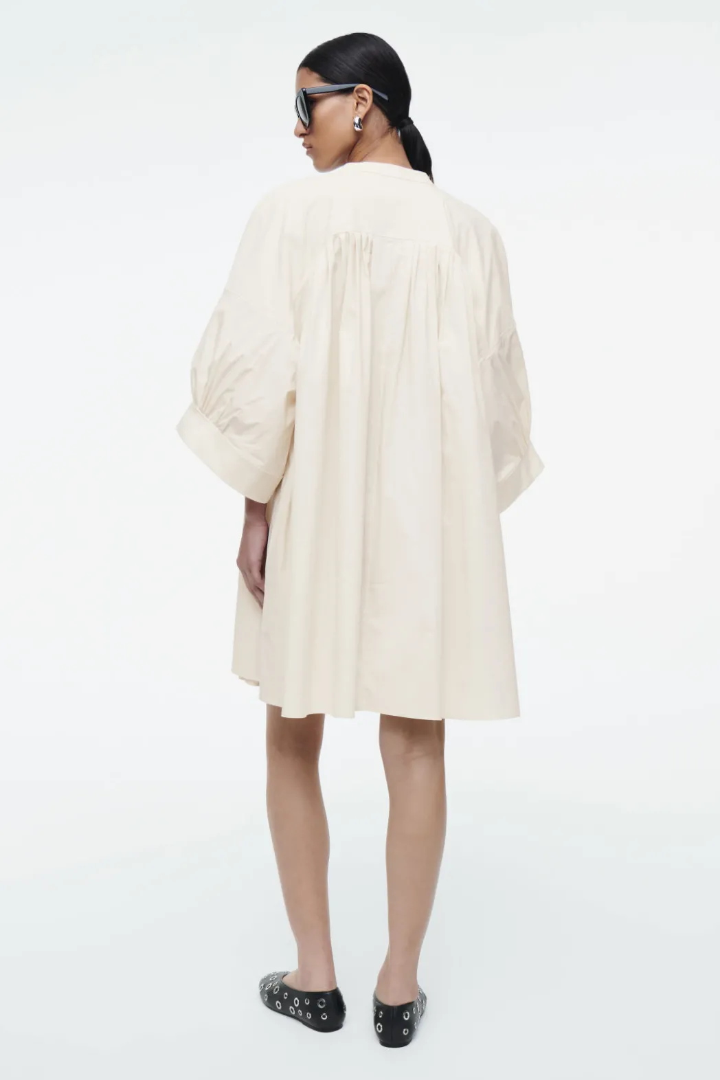 Hot COS PLEATED MINI TUNIC DRESS WHITE