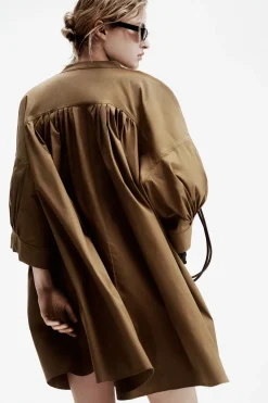 Discount COS PLEATED MINI TUNIC DRESS LIGHT BROWN