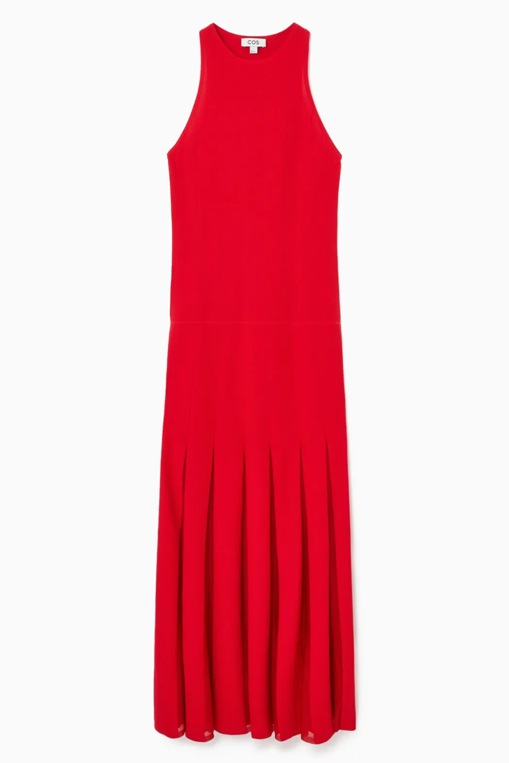 Online COS PLEATED RACER-NECK MAXI DRESS RED