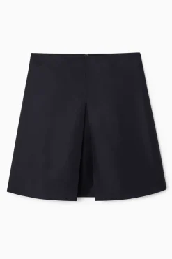 Hot COS PLEATED WOOL-BLEND MINI SKIRT NAVY