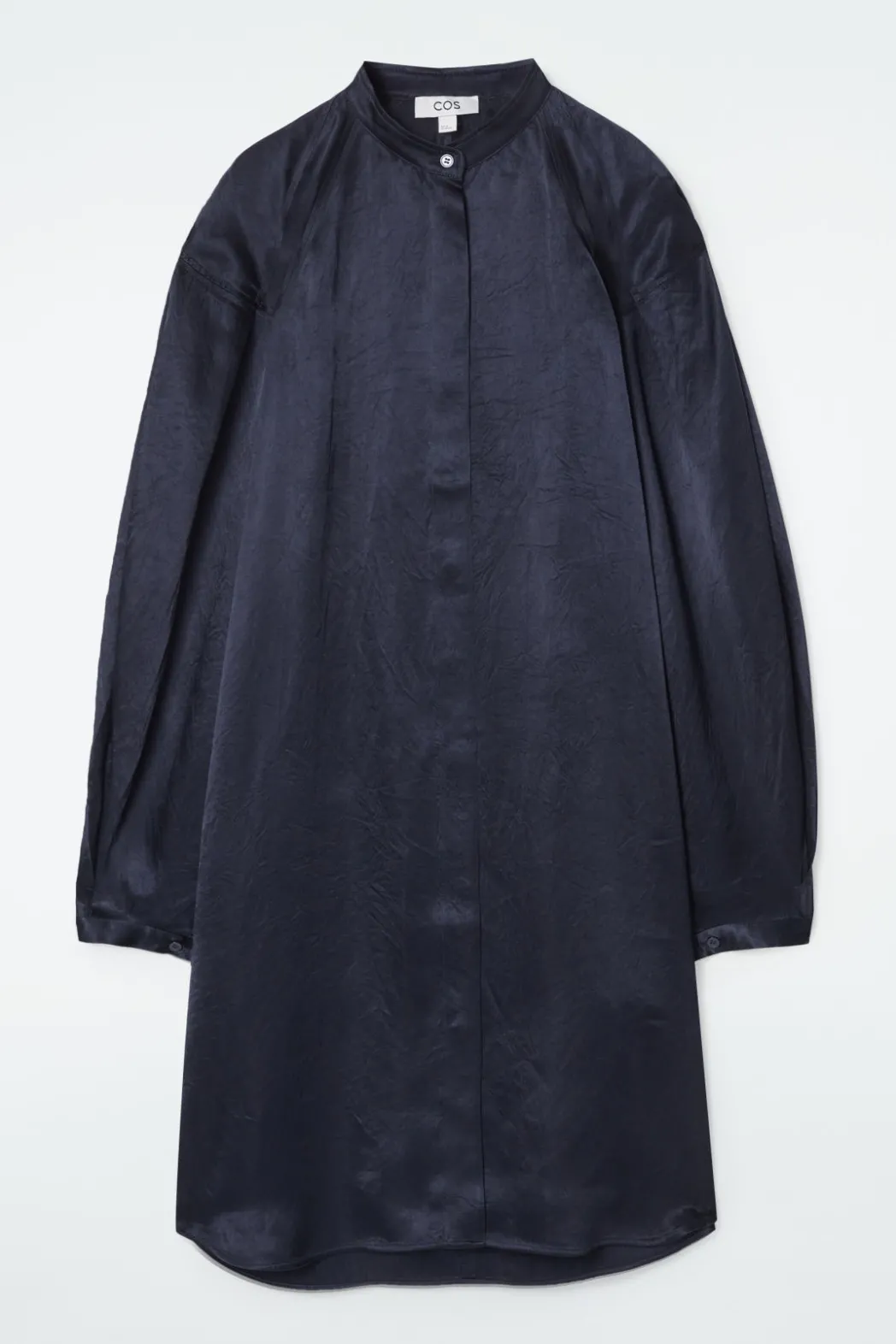 Outlet COS PLEATED-DETAIL SATIN MIDI DRESS NAVY