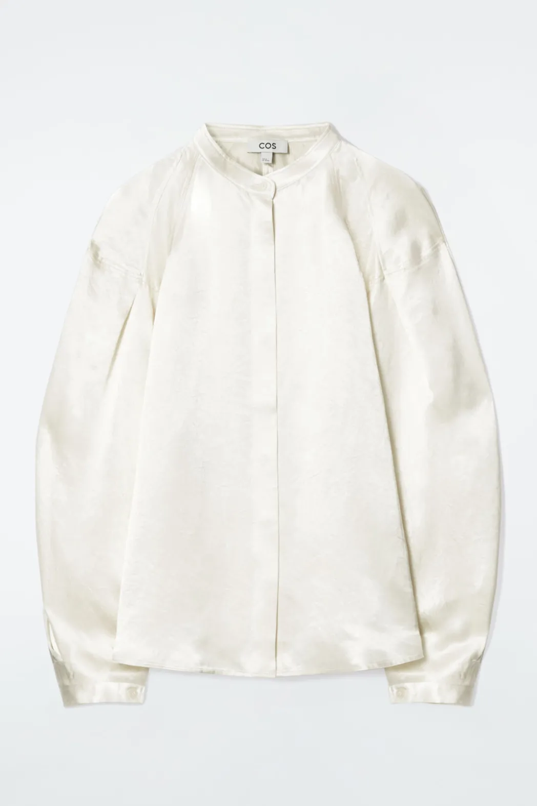 Sale COS PLEATED-DETAIL SATIN SHIRT CHAMPAGNE