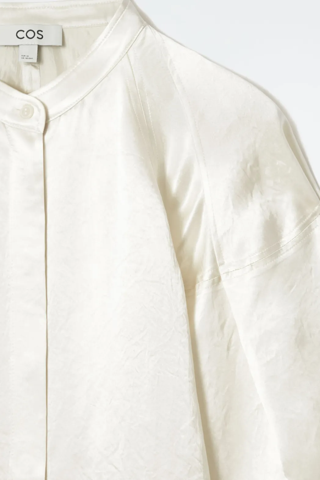 Sale COS PLEATED-DETAIL SATIN SHIRT CHAMPAGNE