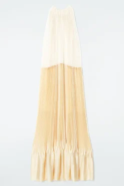 COS PLISSÉ HALTERNECK MAXI DRESS CHAMPAGNE / YELLOW