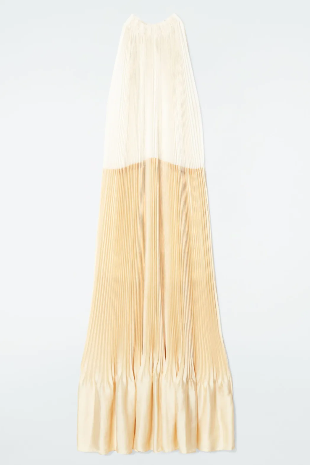 COS PLISSÉ HALTERNECK MAXI DRESS CHAMPAGNE / YELLOW