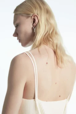Clearance COS PLISSÉ MIDI SLIP DRESS WHITE