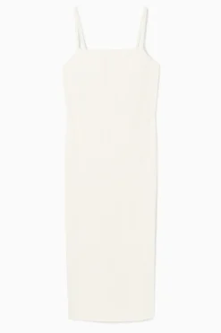 Clearance COS PLISSÉ MIDI SLIP DRESS WHITE