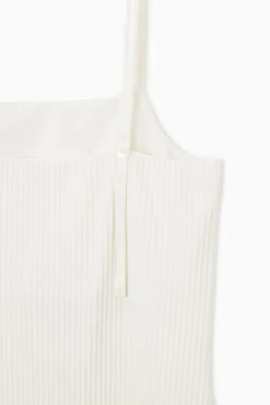 Clearance COS PLISSÉ MIDI SLIP DRESS WHITE