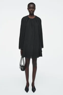 Best COS PLISSÉ MINI DRESS BLACK