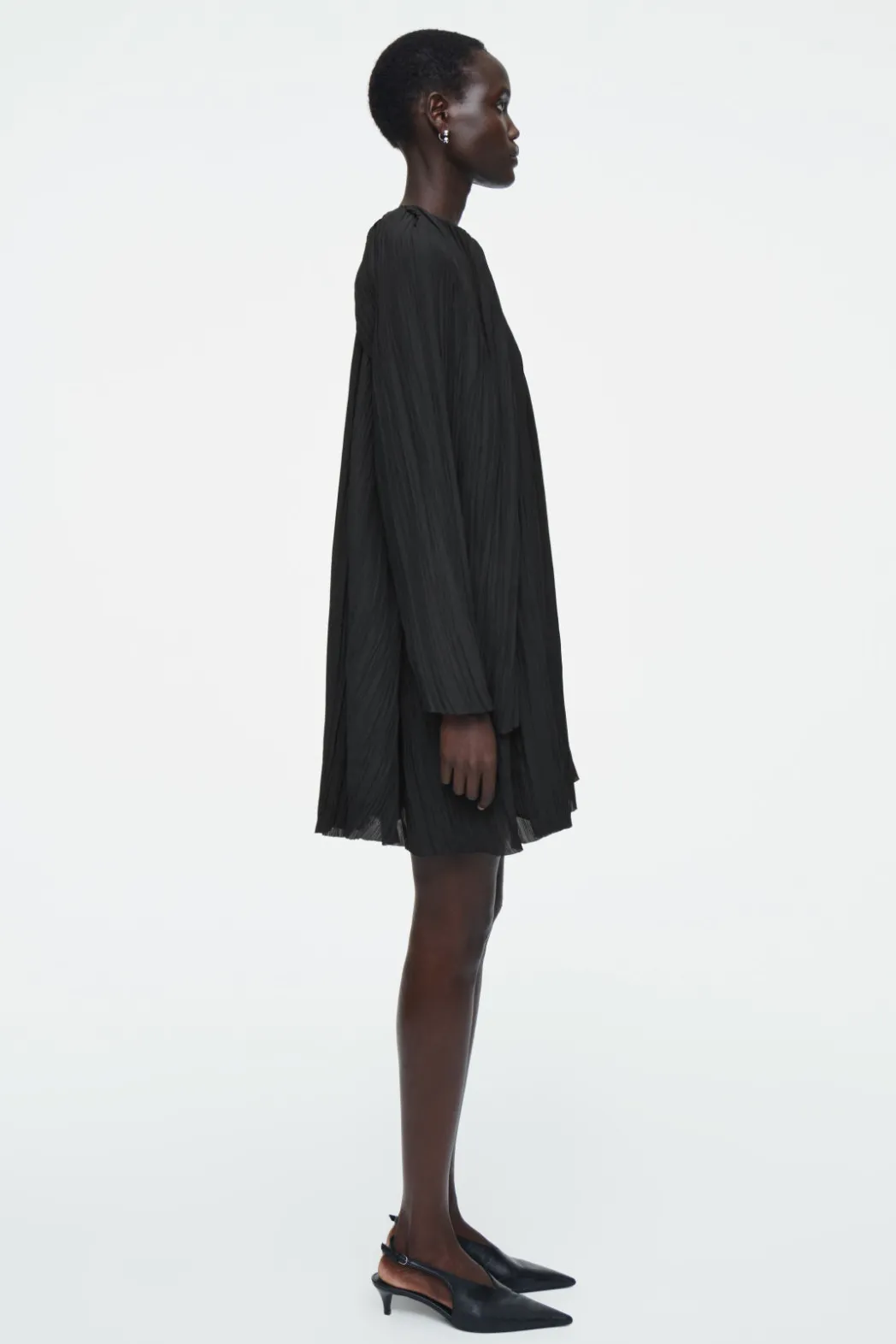 Best COS PLISSÉ MINI DRESS BLACK