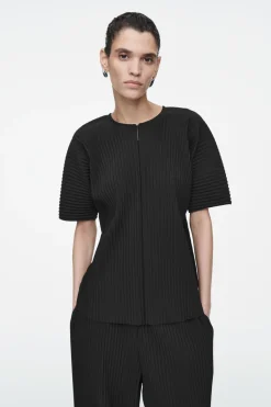 Discount COS PLISSÉ TOP BLACK