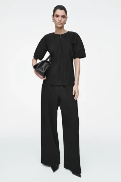 Discount COS PLISSÉ TOP BLACK