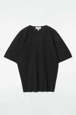 Discount COS PLISSÉ TOP BLACK