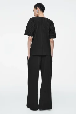 Best COS PLISSÉ WIDE-LEG PANTS BLACK