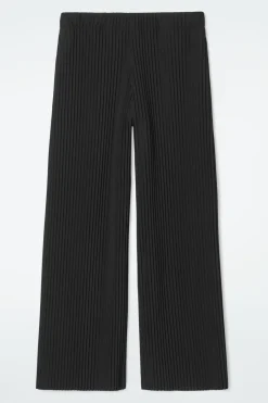 Best COS PLISSÉ WIDE-LEG PANTS BLACK