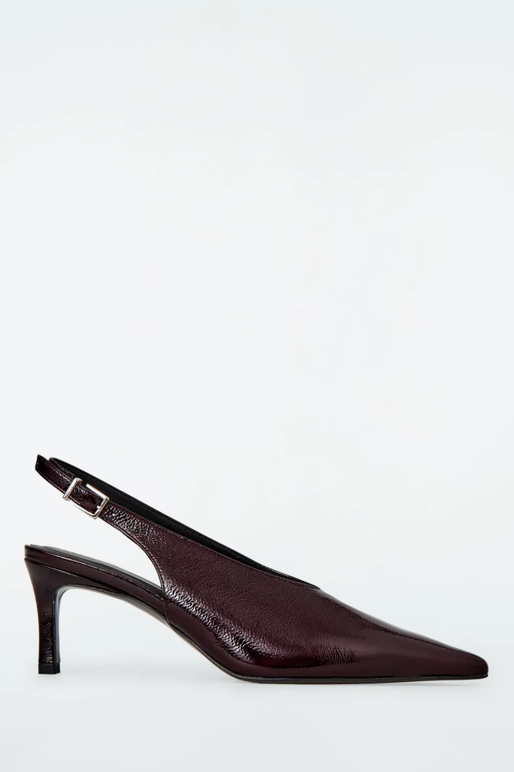 New COS POINTED PATENT-LEATHER SLINGBACK PUMPS BURGUNDY