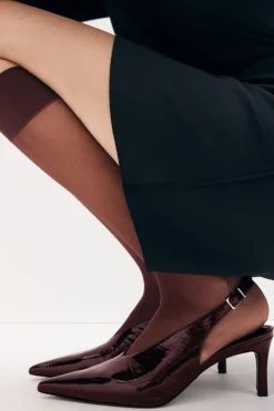 New COS POINTED PATENT-LEATHER SLINGBACK PUMPS BURGUNDY