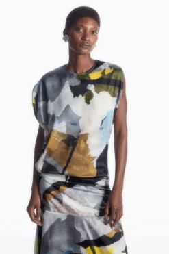 Best COS PRINTED ASYMMETRIC BLOUSE MULTICOLORED