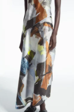 Discount COS PRINTED ASYMMETRIC MIDI DRESS LIGHT BLUE