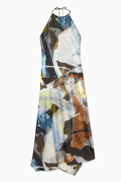 Discount COS PRINTED ASYMMETRIC MIDI DRESS LIGHT BLUE