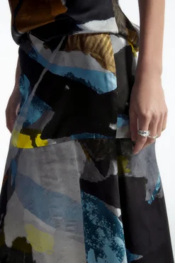 Discount COS PRINTED FLARED MAXI SKIRT MULTICOLORED