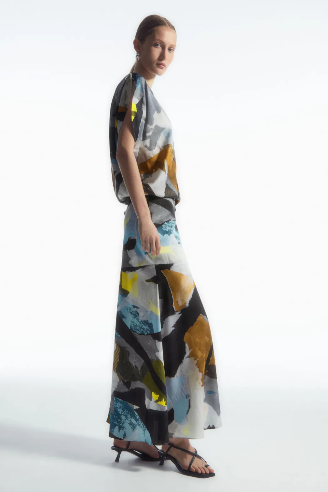 Discount COS PRINTED FLARED MAXI SKIRT MULTICOLORED