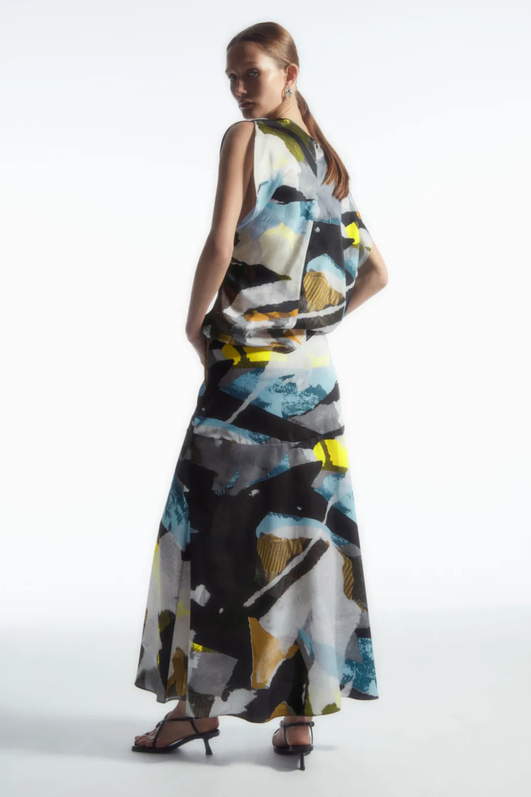 Discount COS PRINTED FLARED MAXI SKIRT MULTICOLORED