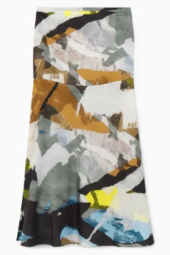 Discount COS PRINTED FLARED MAXI SKIRT MULTICOLORED