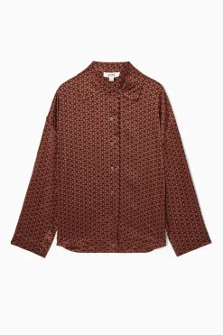 Clearance COS PRINTED PURE SILK PAJAMA SHIRT RUST / PRINTED