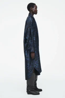 Best COS PRINTED SCARF-DETAIL MIDI DRESS BLUE