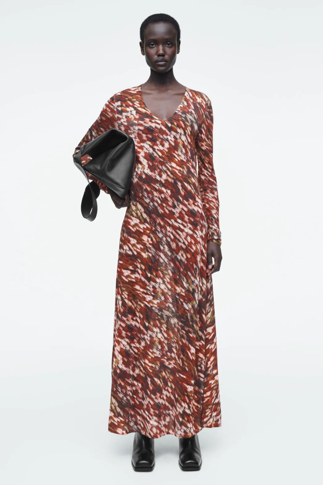 Hot COS PRINTED SEMI-SHEER KNITTED MAXI DRESS MULTICOLORED
