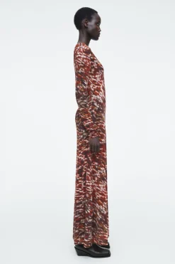 Hot COS PRINTED SEMI-SHEER KNITTED MAXI DRESS MULTICOLORED
