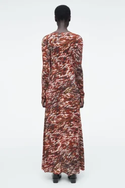 Hot COS PRINTED SEMI-SHEER KNITTED MAXI DRESS MULTICOLORED