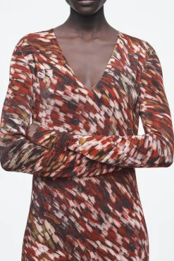 Hot COS PRINTED SEMI-SHEER KNITTED MAXI DRESS MULTICOLORED