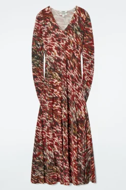Hot COS PRINTED SEMI-SHEER KNITTED MAXI DRESS MULTICOLORED
