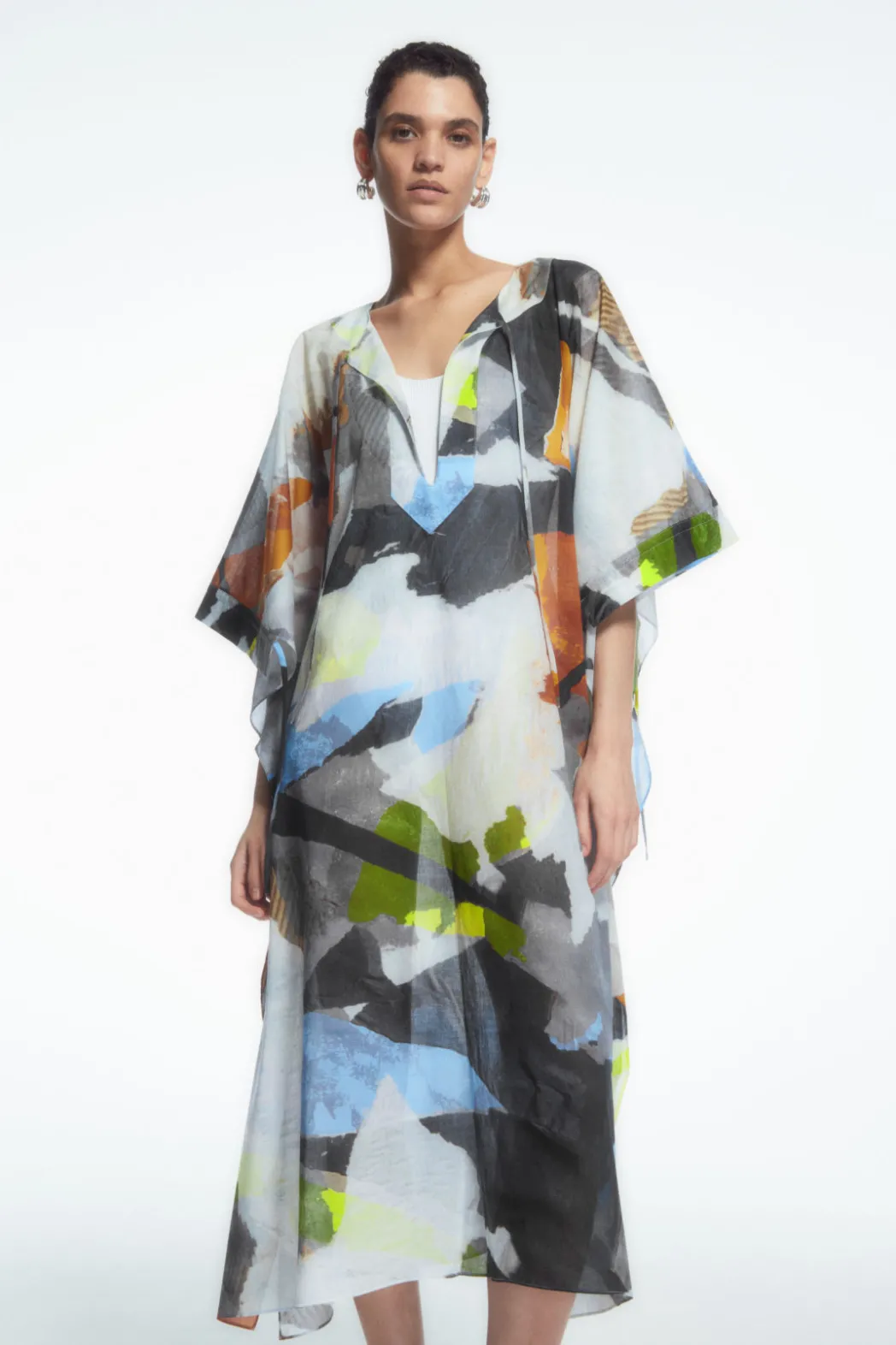 Best COS PRINTED TIE-DETAIL KAFTAN MULTICOLORED