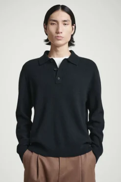 New COS PURE CASHMERE POLO SHIRT NAVY
