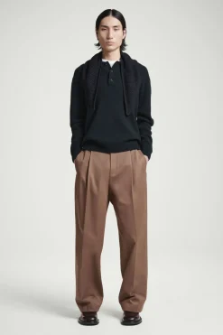 New COS PURE CASHMERE POLO SHIRT NAVY