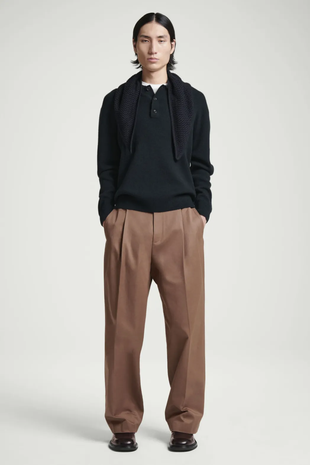 New COS PURE CASHMERE POLO SHIRT NAVY