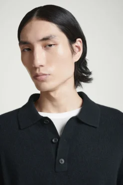 New COS PURE CASHMERE POLO SHIRT NAVY