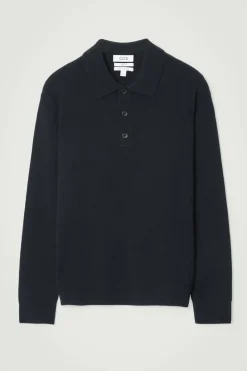 New COS PURE CASHMERE POLO SHIRT NAVY
