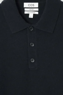New COS PURE CASHMERE POLO SHIRT NAVY