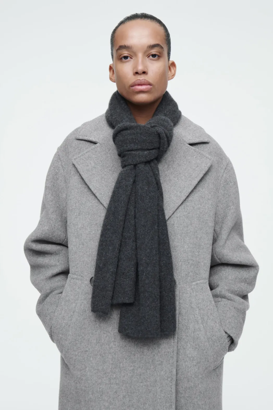 New COS PURE CASHMERE SCARF DARK GRAY
