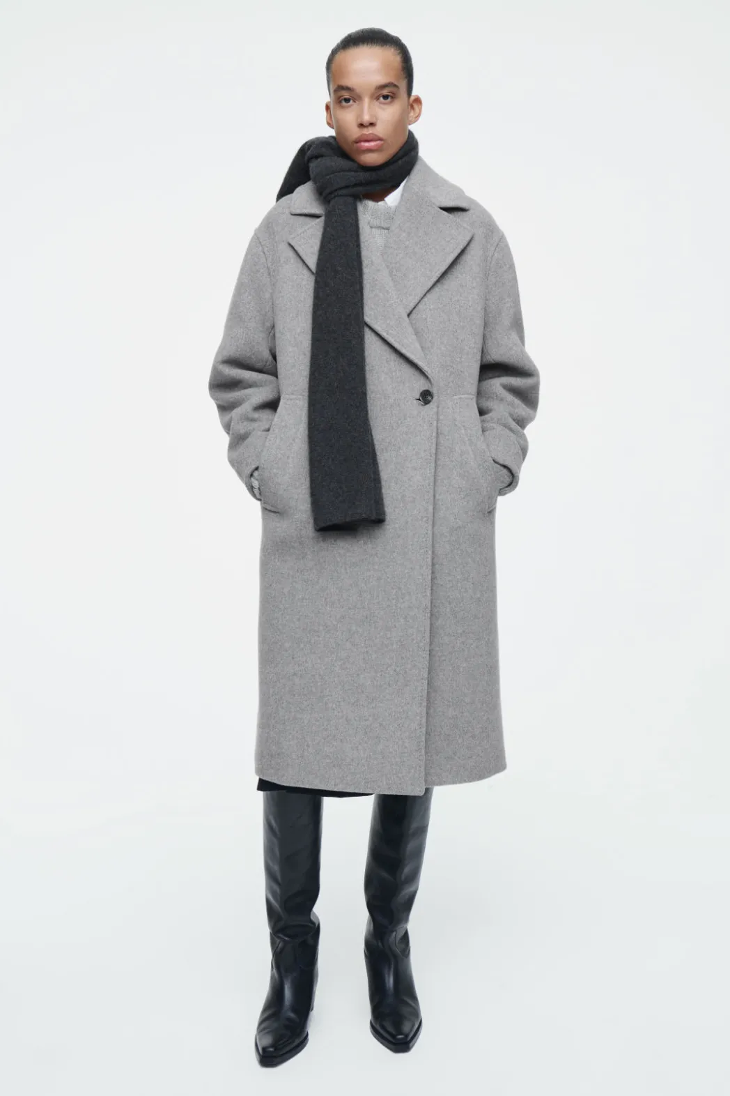 New COS PURE CASHMERE SCARF DARK GRAY