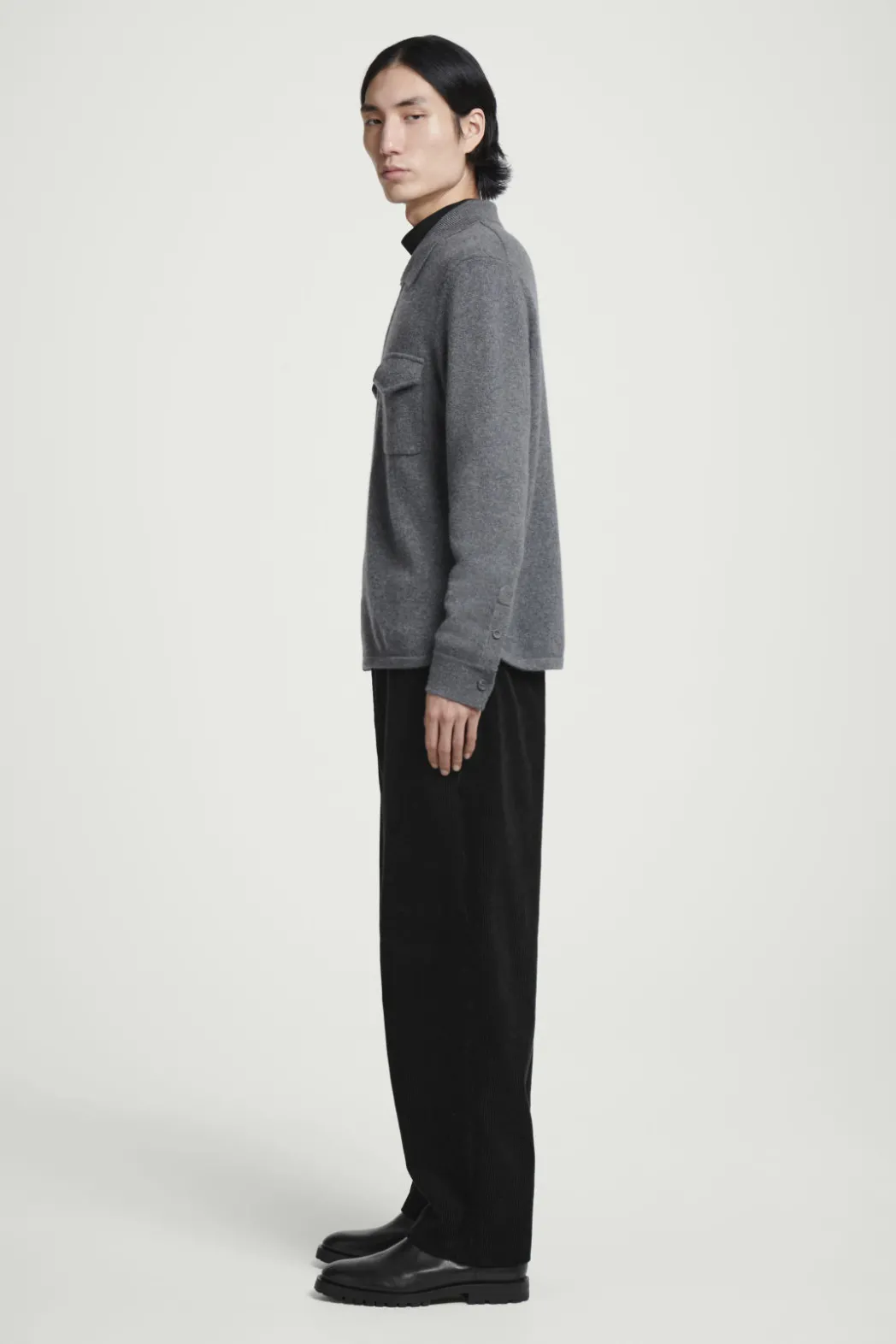Best COS PURE CASHMERE ZIP-UP OVERSHIRT GRAY MÉLANGE