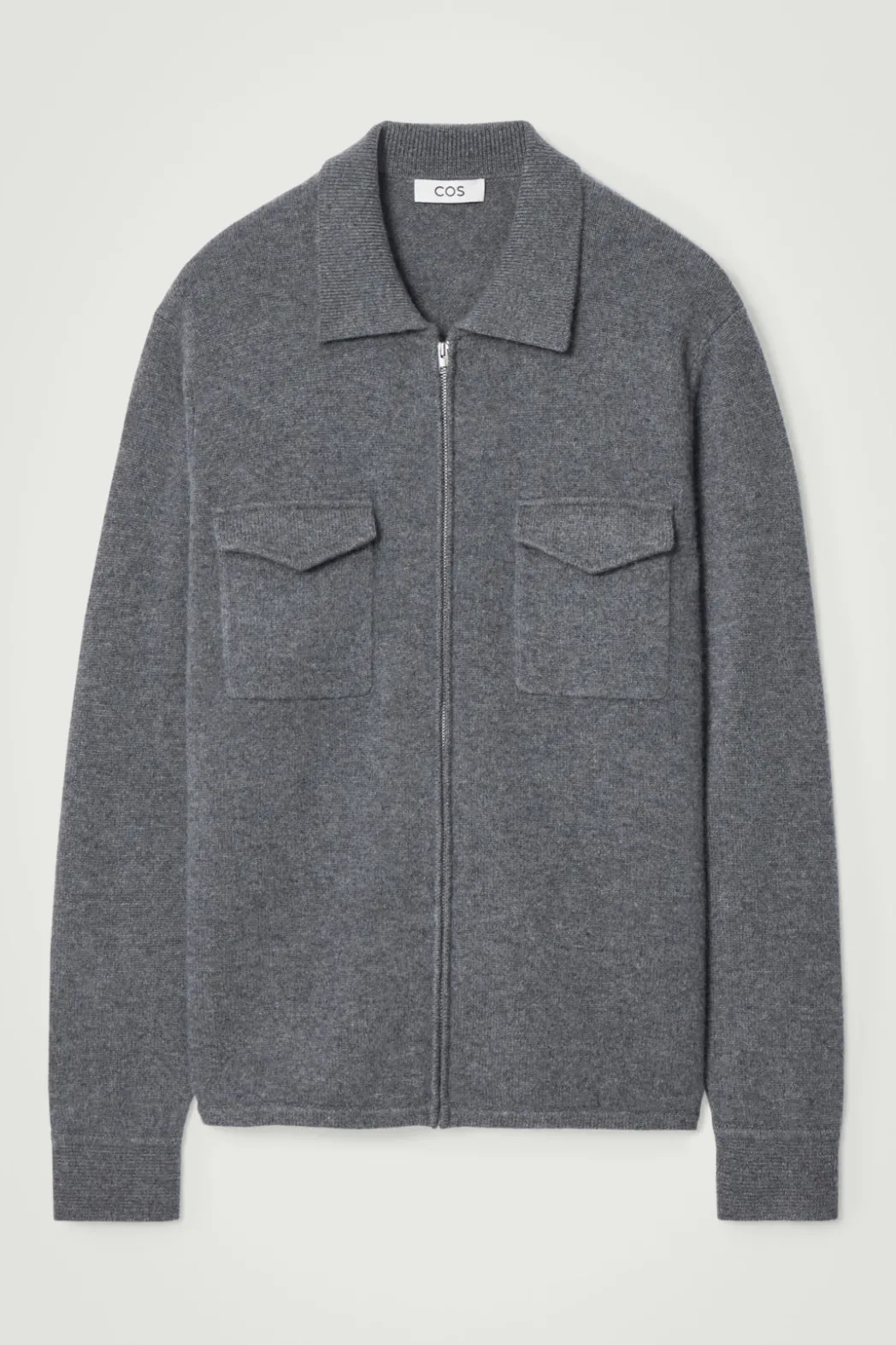 Best COS PURE CASHMERE ZIP-UP OVERSHIRT GRAY MÉLANGE