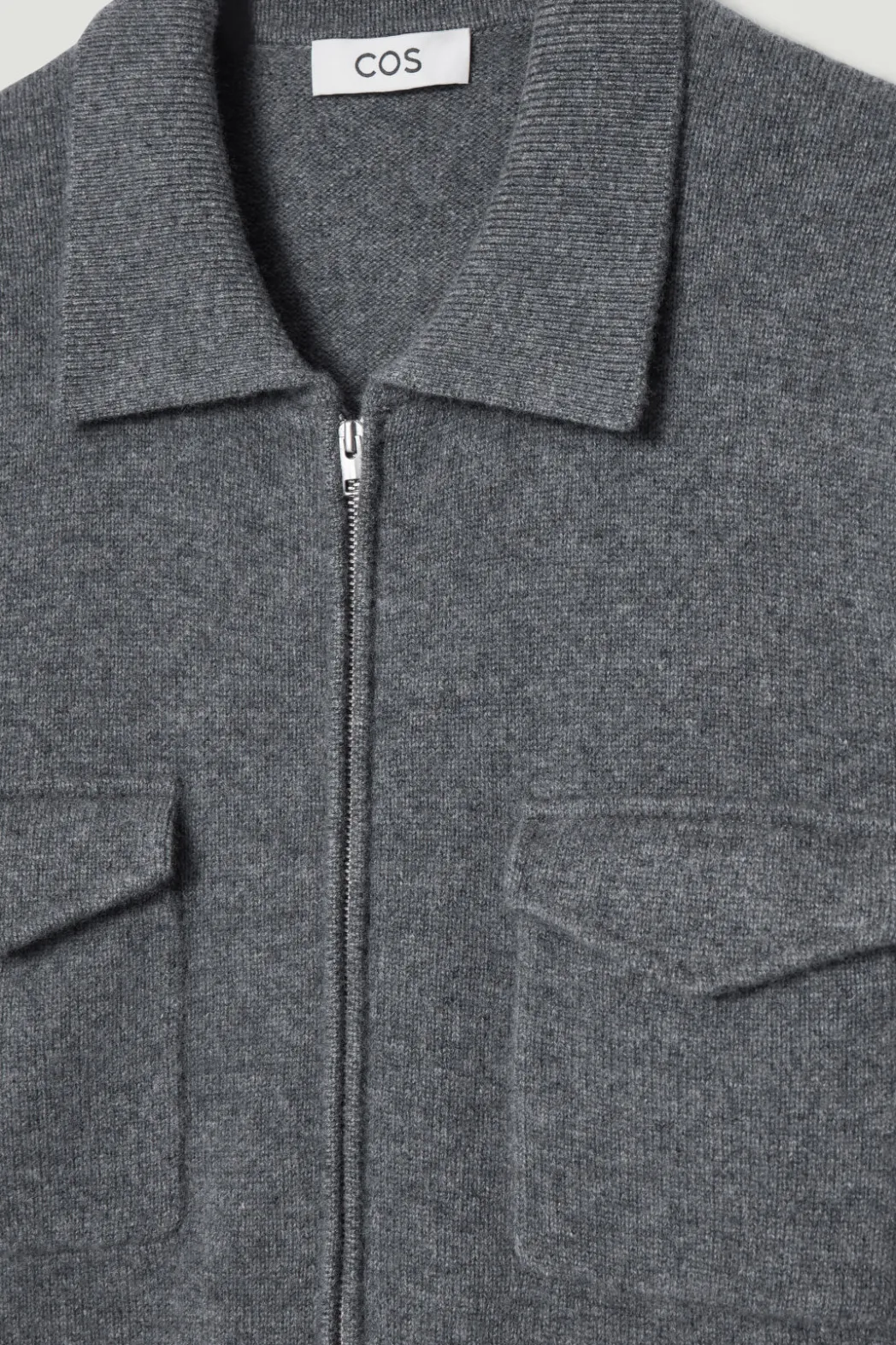 Best COS PURE CASHMERE ZIP-UP OVERSHIRT GRAY MÉLANGE